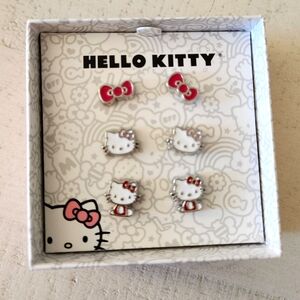 Hello Kitty Red and White Kids Earrings Set